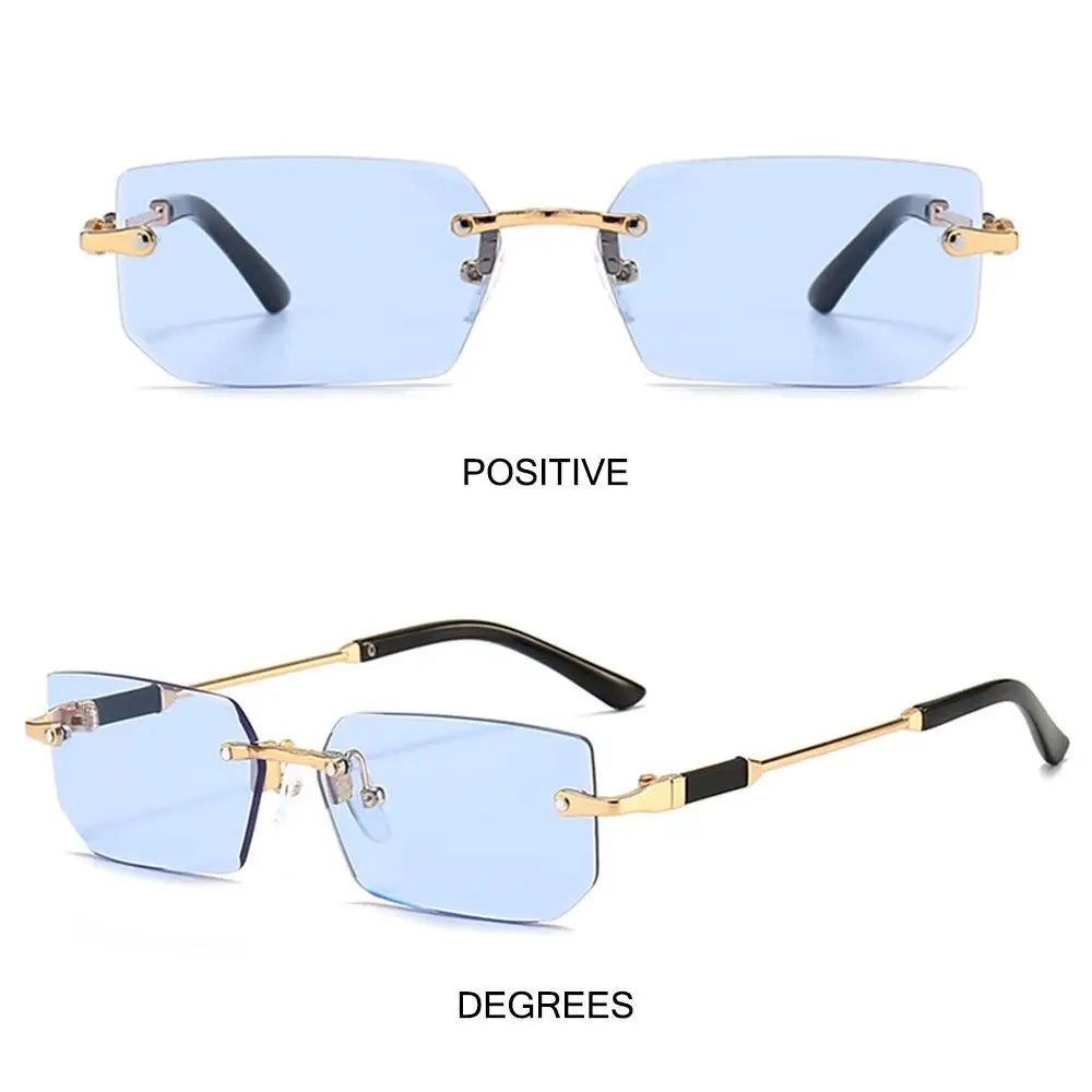 Retro Rimless Sunglasses for Women Men Trendy Frameless Rectangle Sun Glasses Retro Shades Fashion Summer Travel UV400 Eyewear