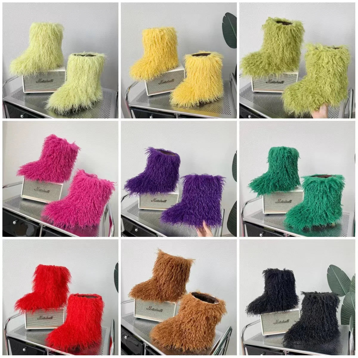 Y2K Kids Boots Winter Shoes New Faux Fur Toddler Girl Boots Fashion Colorful Fur Children Ankle Snow Boots Warm Shoes Girls