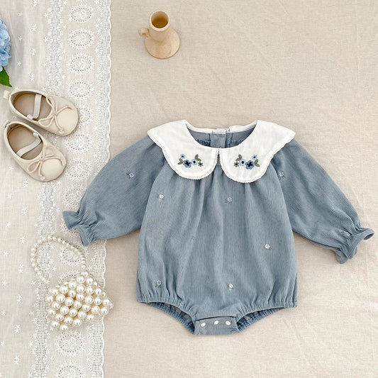 2025 New Toddler Baby Girls Romper Spring Children Clothes Ruffled Long Sleeved Cotton Baby Clothing Flower Baby Girls Jumpsuit