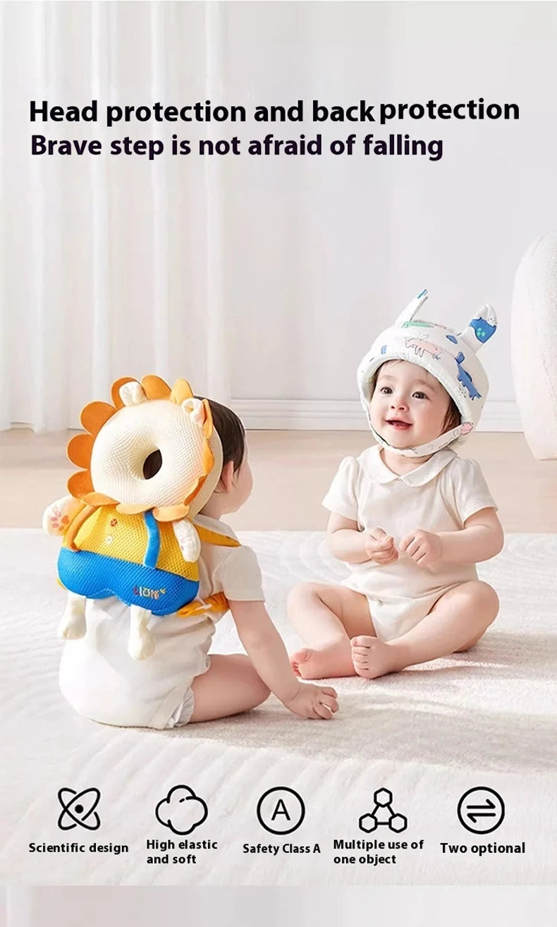 AIBEDILA Baby Head Protector Pillow Cartoon Backpack Toddler Safety Cushion for Learning to Walk Newborn Kids Anti-Fall Support