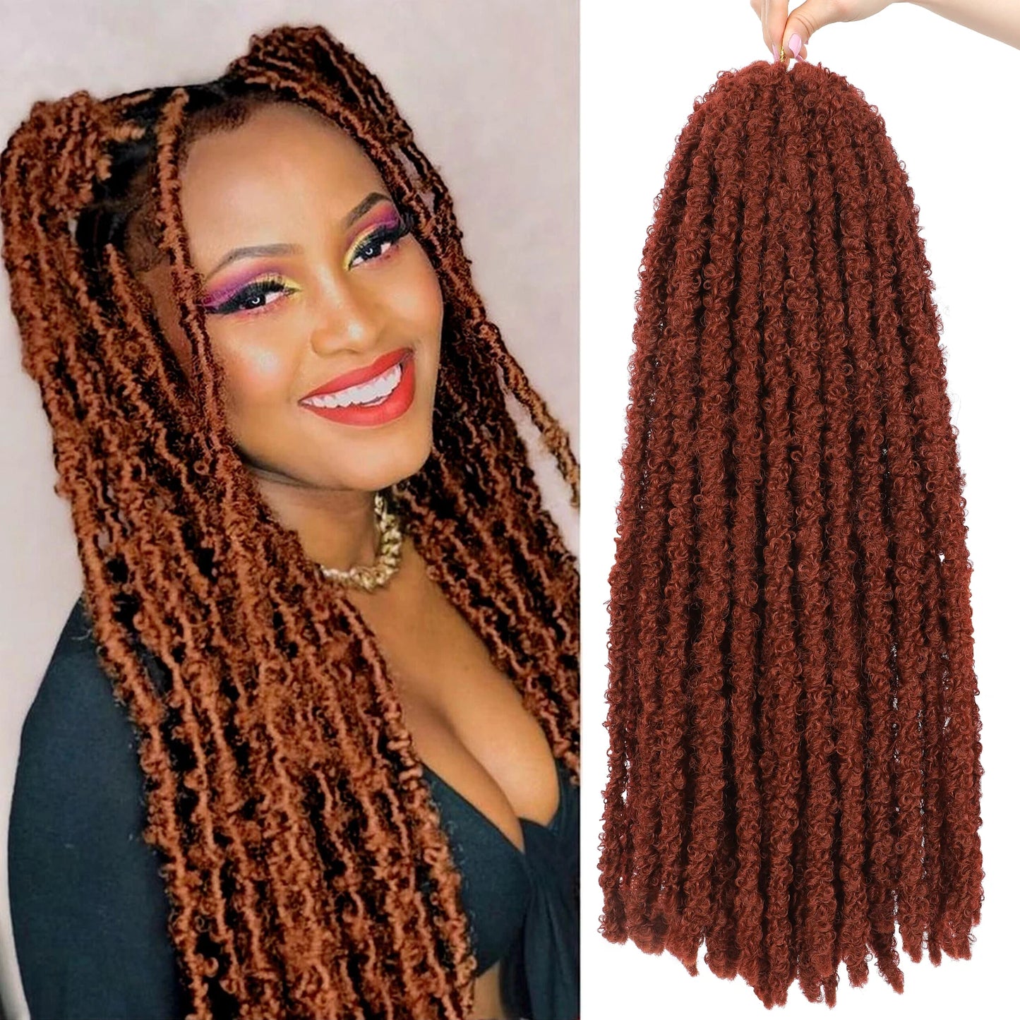 Butterfly Locs Crochet Hair 12-36 Inch Fairy Butterfly Locs Pre Looped Synthetic Distressed Faux Locs 9 Strands /Pack