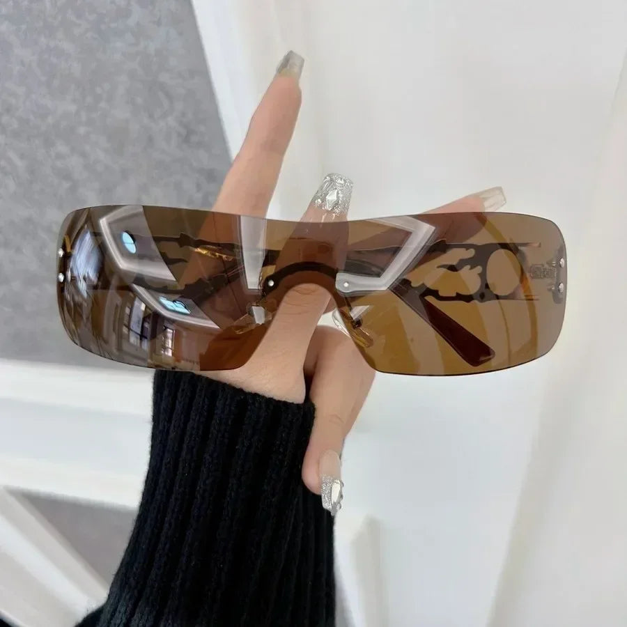 Colorful Square Sunglasses Women Men Rimless Sun Glasses Female Male Designer Brand Unisex Travel Outdoor Oculos De Sol