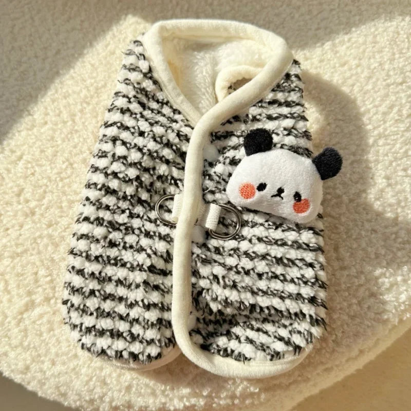 Cute Plaid Dog Jacket Coat Warm Cotton Dog Clothes Autumn Puppy Vest Jacket Bee Pattern Cat Cardigan Coat Chihuahua Pet Apparel