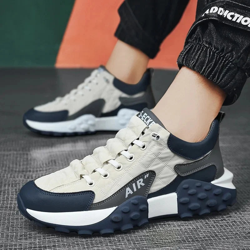 Men's Spring New Sport Shoes Casual Classic Trendy Thick Bottom Leisure Shoes Breathable Microfiber Upgraded Spring Autumn