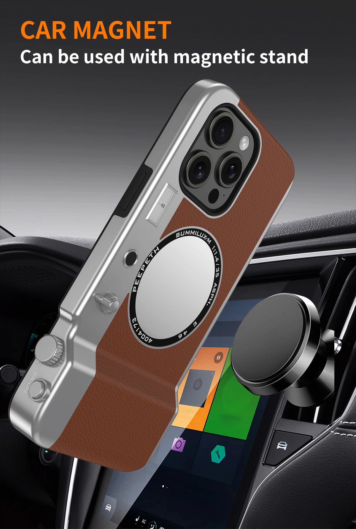 Retro Magnetic Multifunctional Camera Phone For 16 15 14 13 12 11 Pro Cosmetic Mirror Shockproof Cover