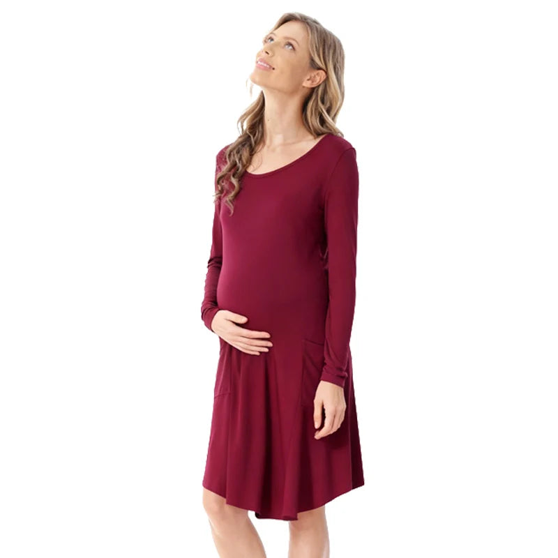 Emotion Moms Long Sleeve Pregnancy Maternity Clothes Nursing Clothing Breastfeeding Dresses for Pregnant Women Maternity Dress