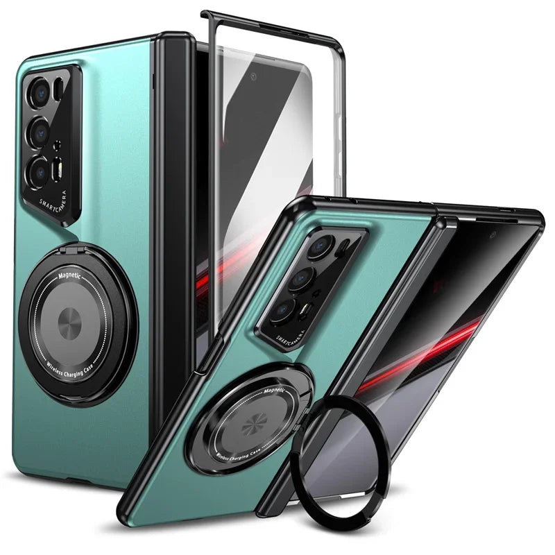Matte Solid Color Phone Case for Honor Magic V2 RSR Hard Shell Protection Shockproof Film Protector with Holder Cover