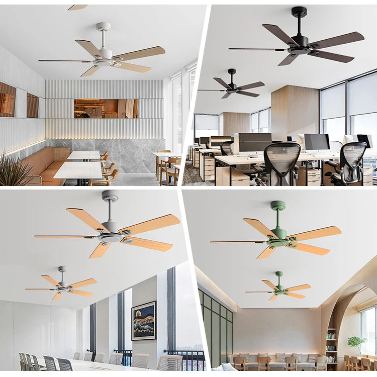 Large Ceiling Fan 52 Inch 5 Wood-Style Blades DC Mo tor Remote Control Quiet Running Fan for Living Room