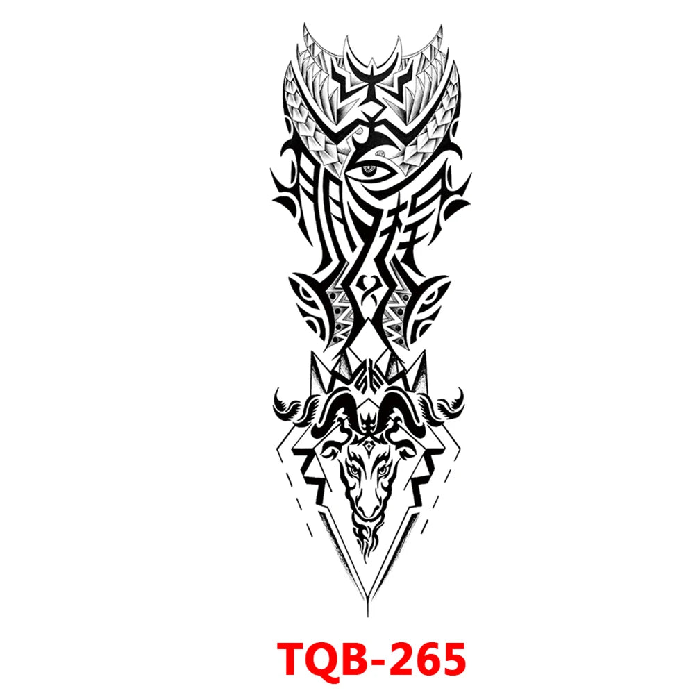 Full-arm Tattoo Stickers With The Crown Of The Virgin Of Jesus And Lion Waterproof Tattoo Stickers
