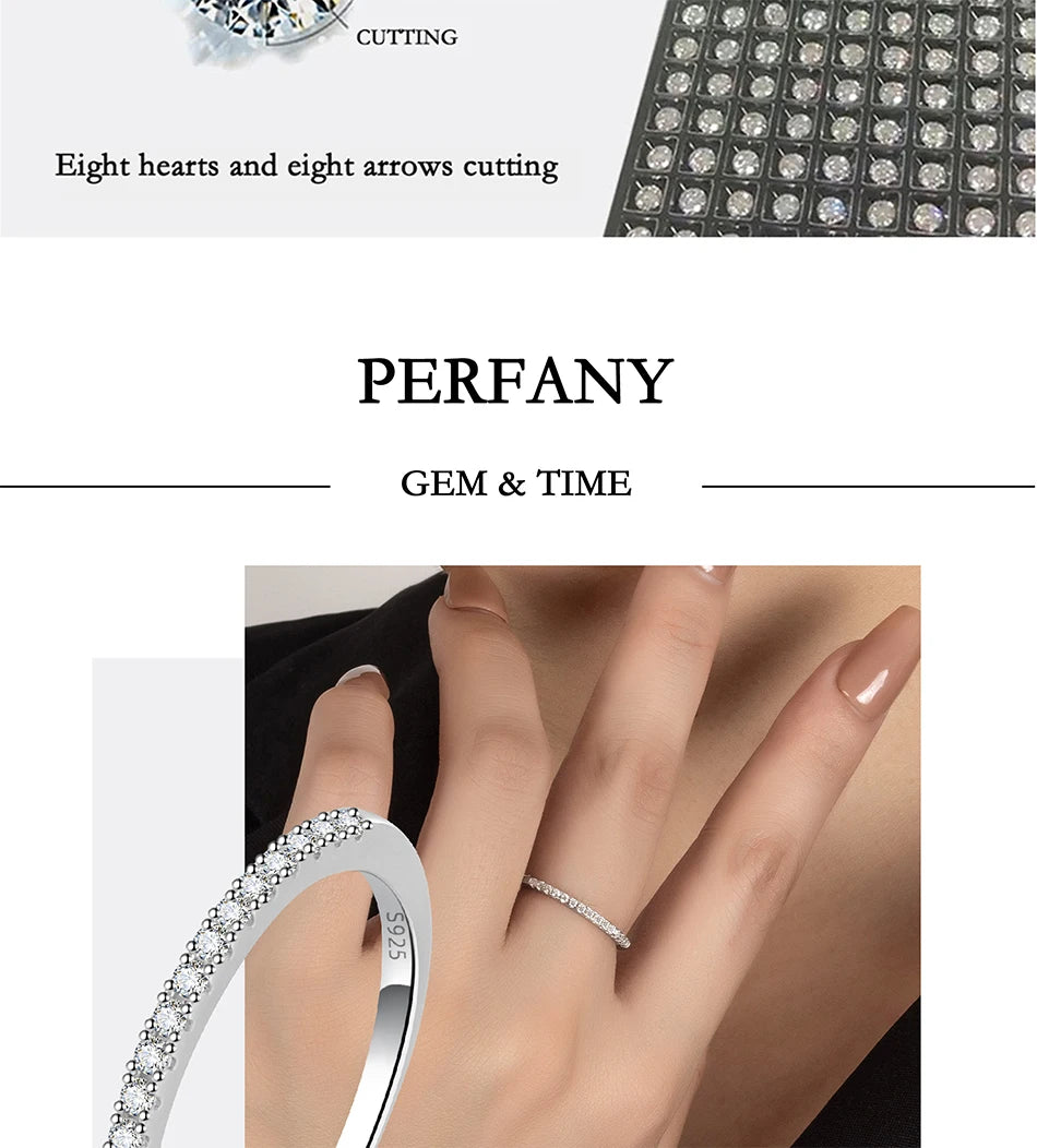 PERFANY GRA Certified Moissanite Ring for Women S925 Pure Silver Classic Eternal Laboratory Diamond Wedding Fashion Jewelry