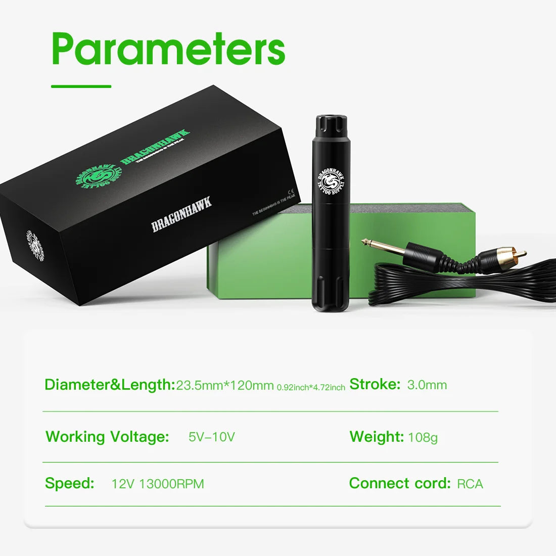Dragonhawk Tattoo Kit Full Set with Bluetooth Thermal Tattoo Transfer Printer Wireless RCA Battery Rotary Pen for Beginners