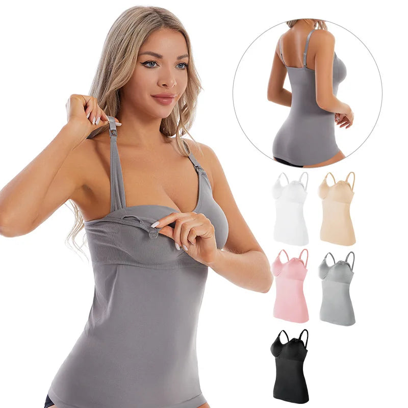 Summer Solid Clolor Sleeveless Nursing Clothes Women Pregnant Tank Top Plus Size Maternity Clothing Breastfeeding Vest