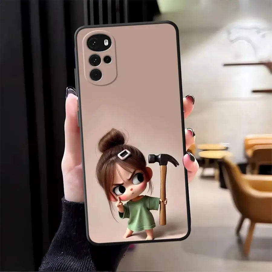 Cartoon Girl Pattern Phone Cover Case for Motorola Moto G50 G60s G32 G71 G52 G22 Edge40 G53 G30 Edge 20 Pro 30 Lite G51 G73
