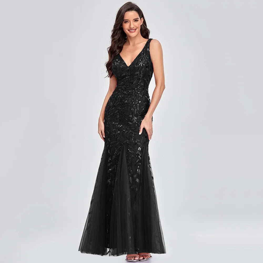 Sexy vintage Maxi Sequin cocktail Dress bridesmaid Prom Dresses for Women Casual Party Long sleeve club Bodycon Dress vestidos