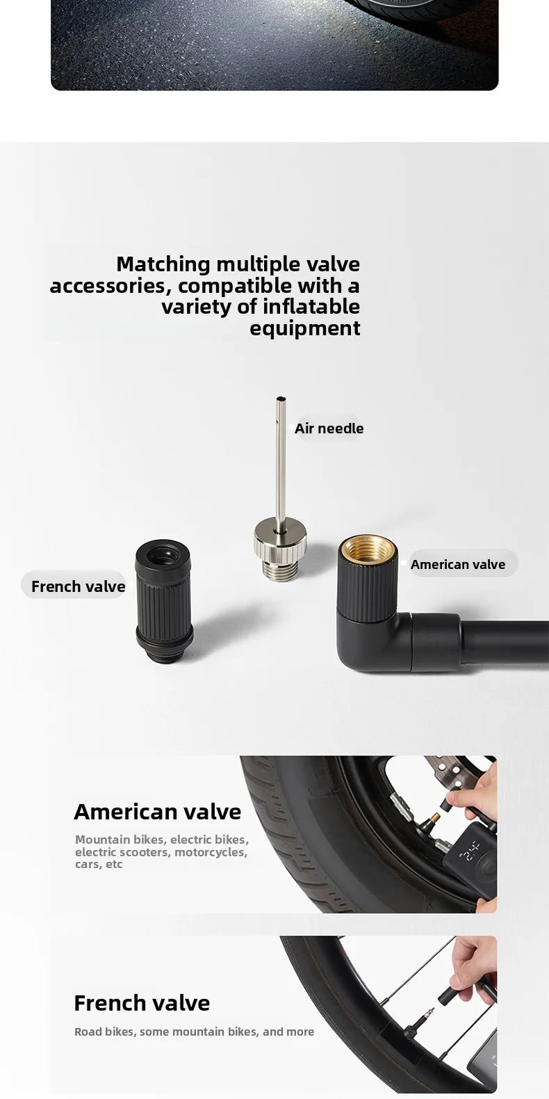 Mijia 2000mAh 150psi Portable Electric Air Pump Multitool Tire Pressure Detection Inflator for Car Bike
