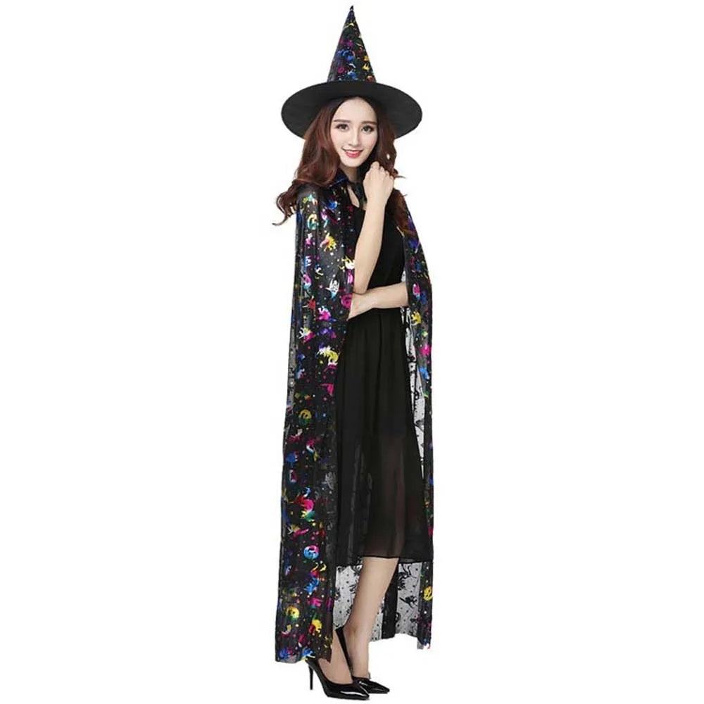 Performance Costumes Halloween Cloak Sets Pumpkin Witch Caps Scary Costumes Cosplay Bat Hat Wizard Robe Party Show
