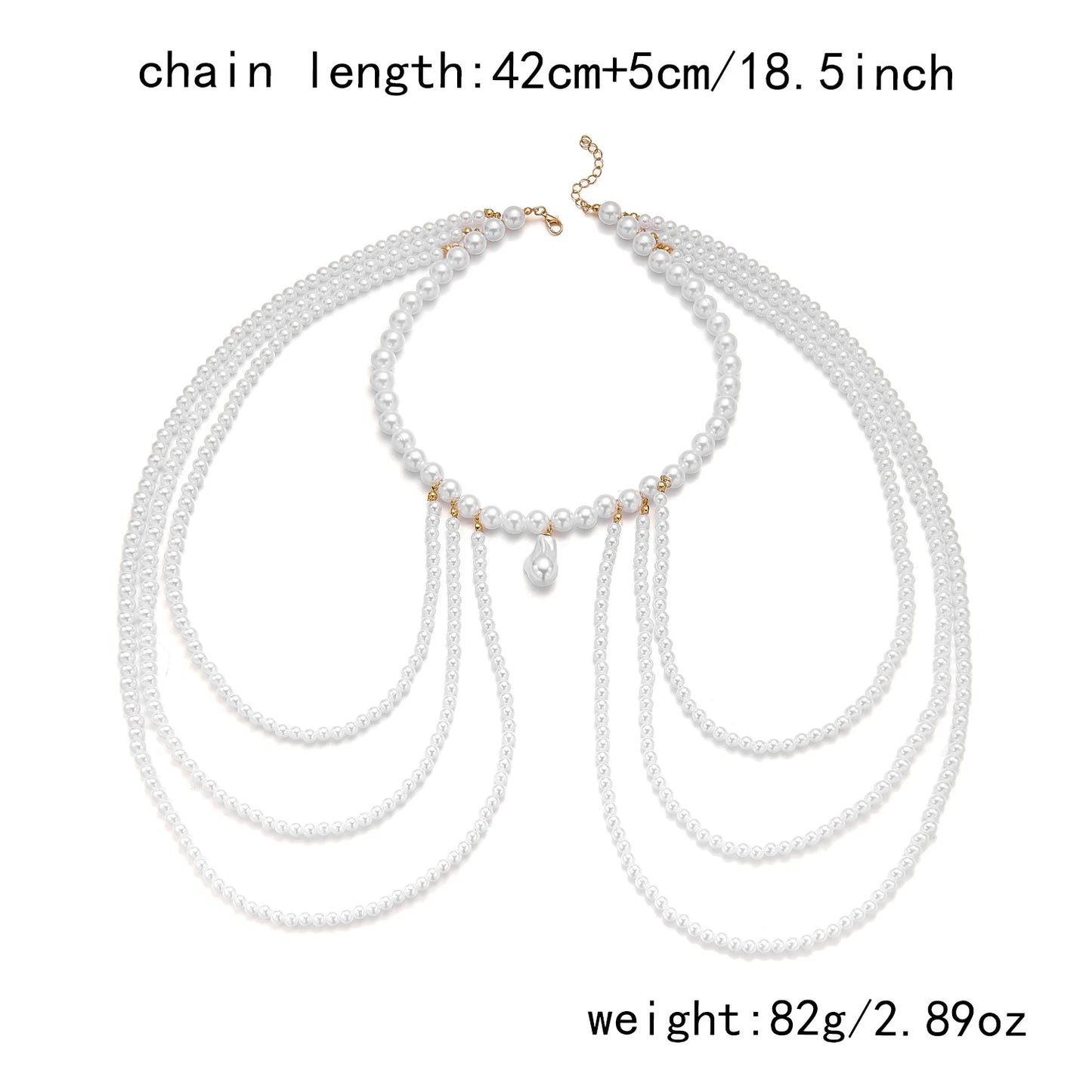 Elegant Multi-Layered Pearl Shoulder Chain Necklace for Women Luxury Wedding Dinner Body Chain Bridal Accessory