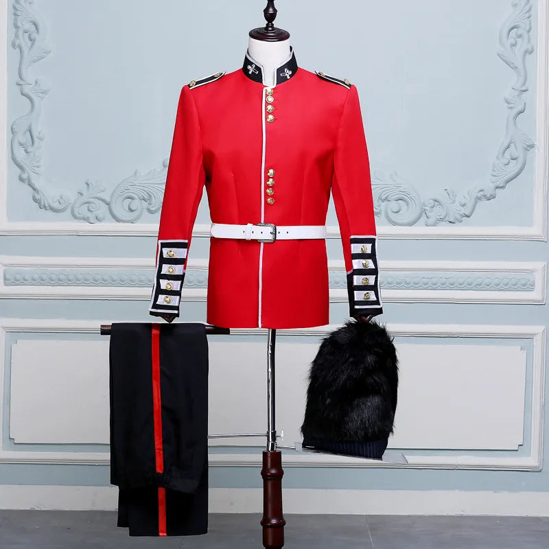 Halloween Clothes for Men British Royal Guard Uniform Cosplay Costumes Tunic Jacket Guards Outfit Party Performance 2-piece Sets