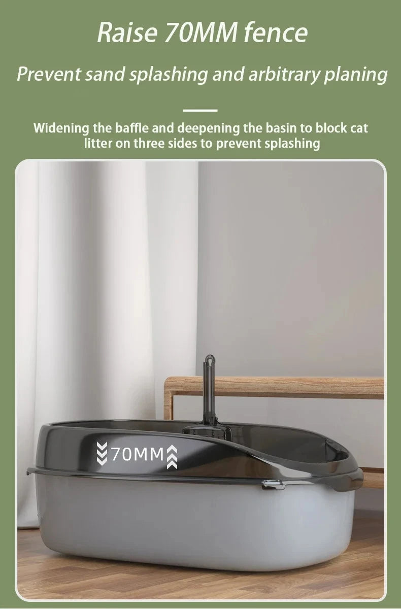 Cat Litter Box Semi-enclosed Thickening Kitty Sandbox High Side Splashproof Pet Bedpans Supplies Pet Toilet Kitten Tray Bedpan