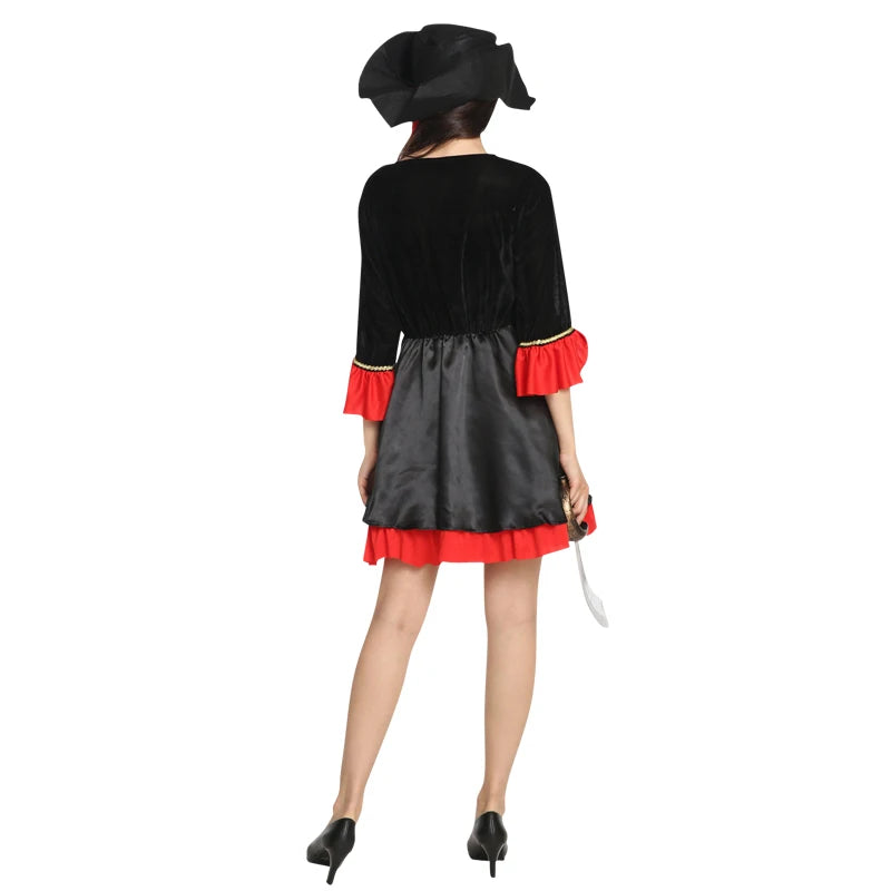 Halloween Theme Women Fancy Dress ，Parent-child Role Playing Cosplay Costumes,Female Pirates Captain of the Caribbean