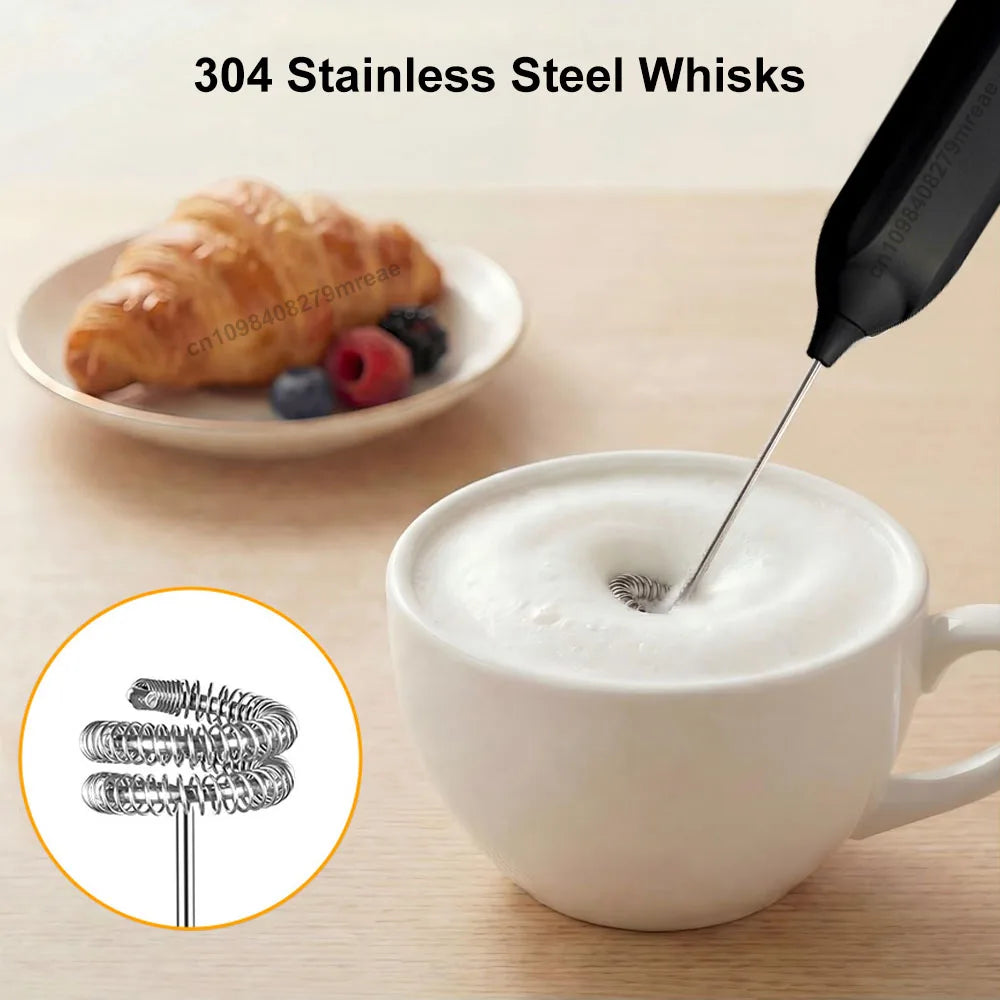 Electric Milk Frother Egg Beater Mini Portable Coffee Whisk Mixer USB Rechargeable Milk Foamer Maker Wireless Handheld Stirrer