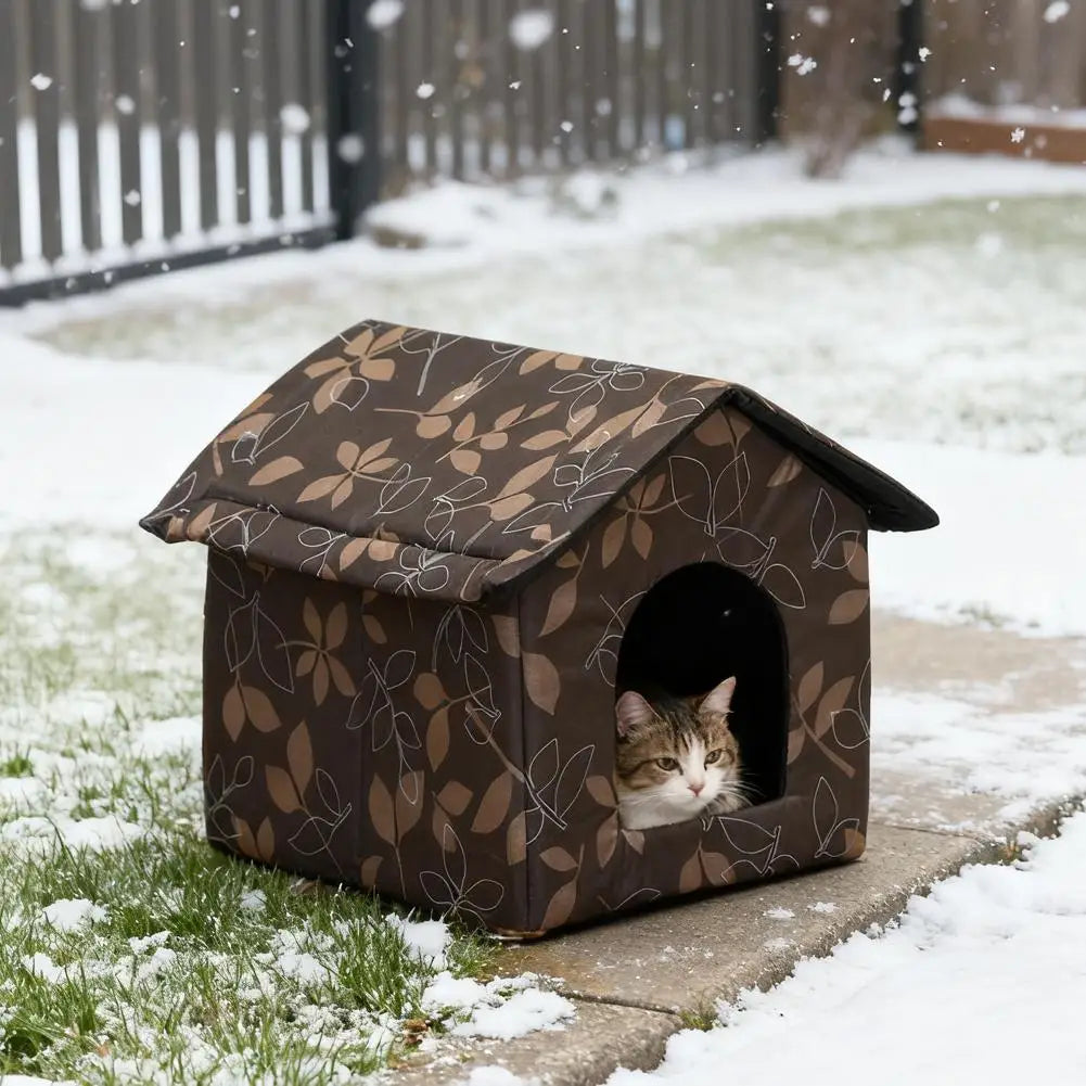 Winter Waterproof Cat House Bed Outdoor Warm Shelter Dog Kennel Foldable Pet Cabin Tent Insulated Supplies DropShipping