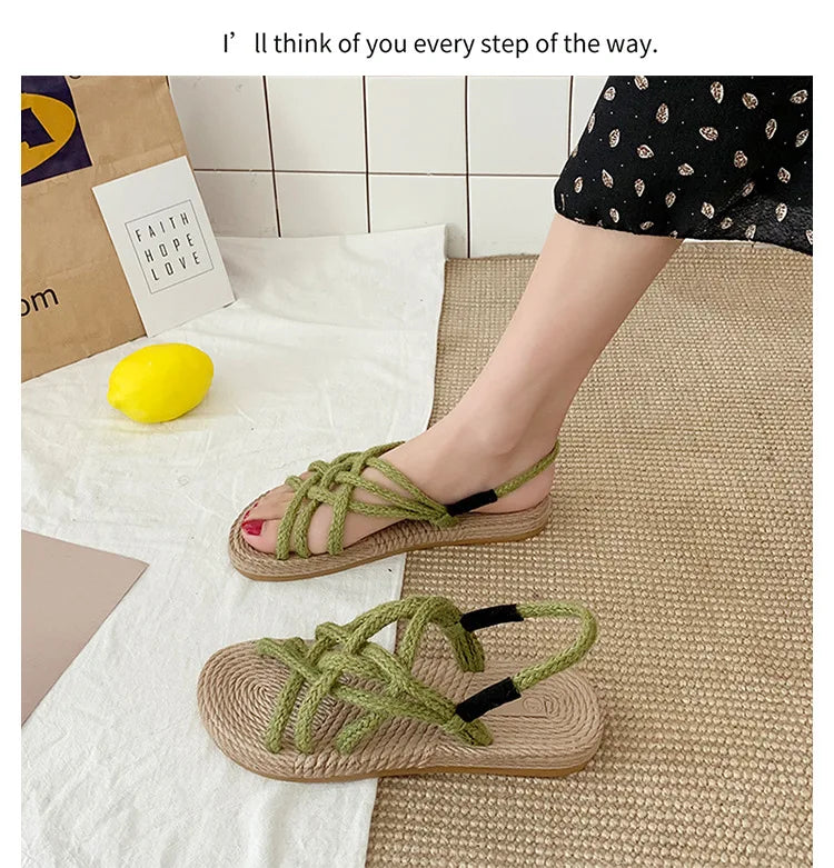 Woman Sandals Shoes Braided Rope with Traditional Casual Style and Simple Creativity Fashion Sandals Women Summer Shoes Zapatos