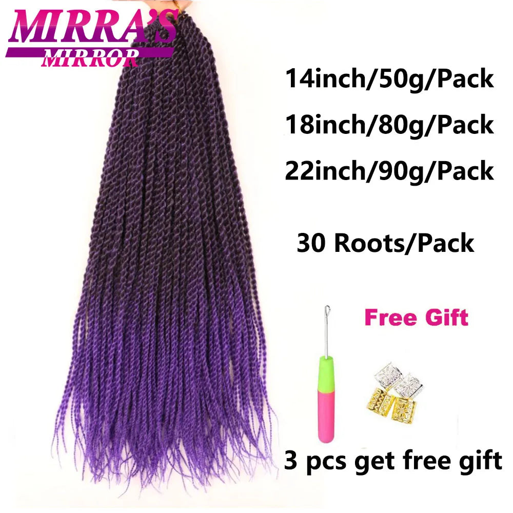 Senegalese Twist Crochet Hair 14/18/22 Inch Synthetic Mini Senegalese Crochet Braids for Black Women 30 Roots/Pack Braiding Hair