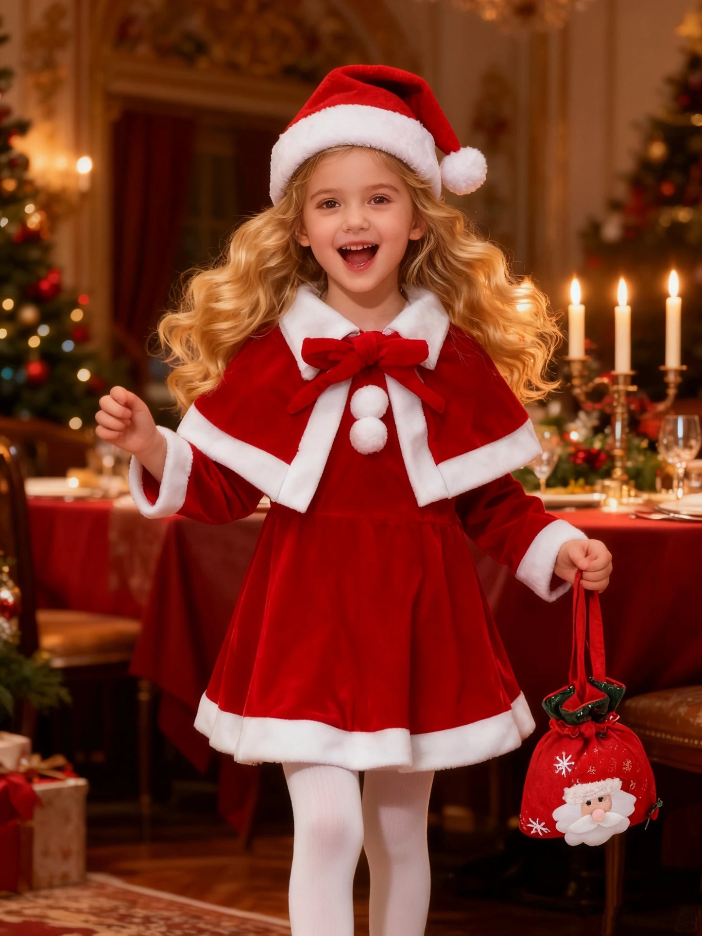 Children's Christmas Costumes Costume Set for Santa Girls, Classic Red Fashion Costumes, Baby  Dress