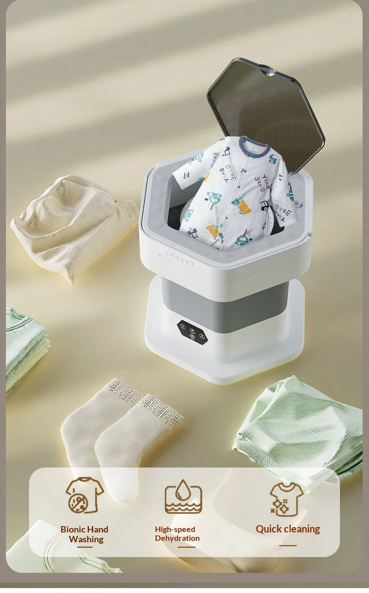 New Mini Folding Washing Machine Household Small-sized Washing Machine Socks Underwear Pants Also Capable Dehydrating White