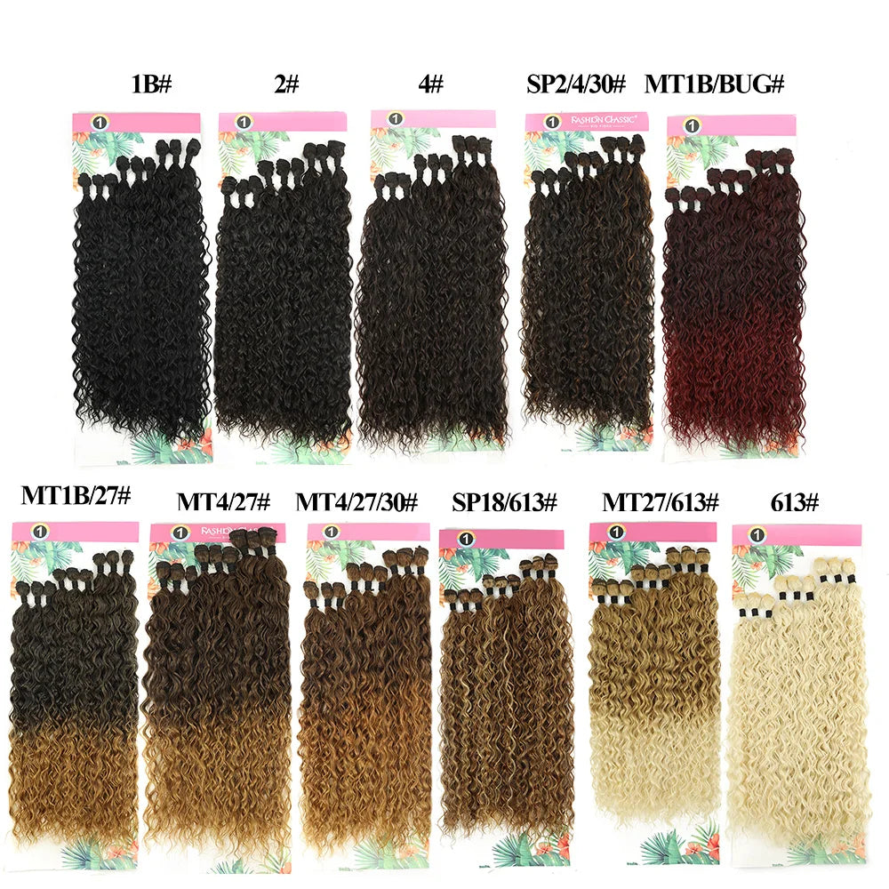 BOL Curly Hair Bundles 20 24 28Inch Long Synthetic Hair Exetension Fake Hair For Women Water Wave Heat Resistant 9Pcs Full Head