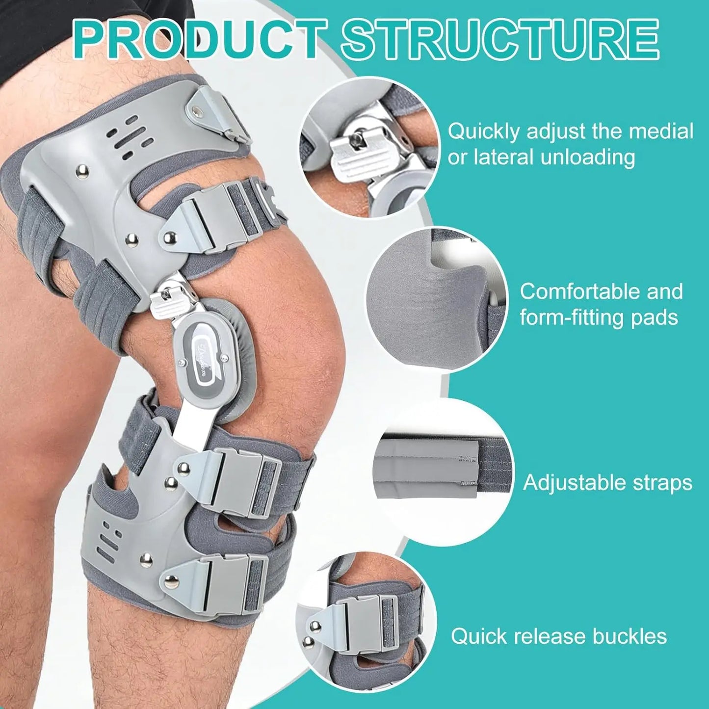 Osteoarthritis Unloading Knee Brace, OA Unloading Support Low Profile Design, Knee Joint Pain Relief Protective Device