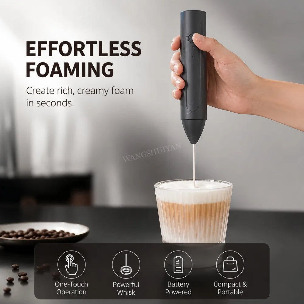 Electric Coffee Frother 2 In 1 Rechargeable Type-C Blender Stainless Steel 3 Speeds Milk Mixer Egg Beater Handheld Foam Maker