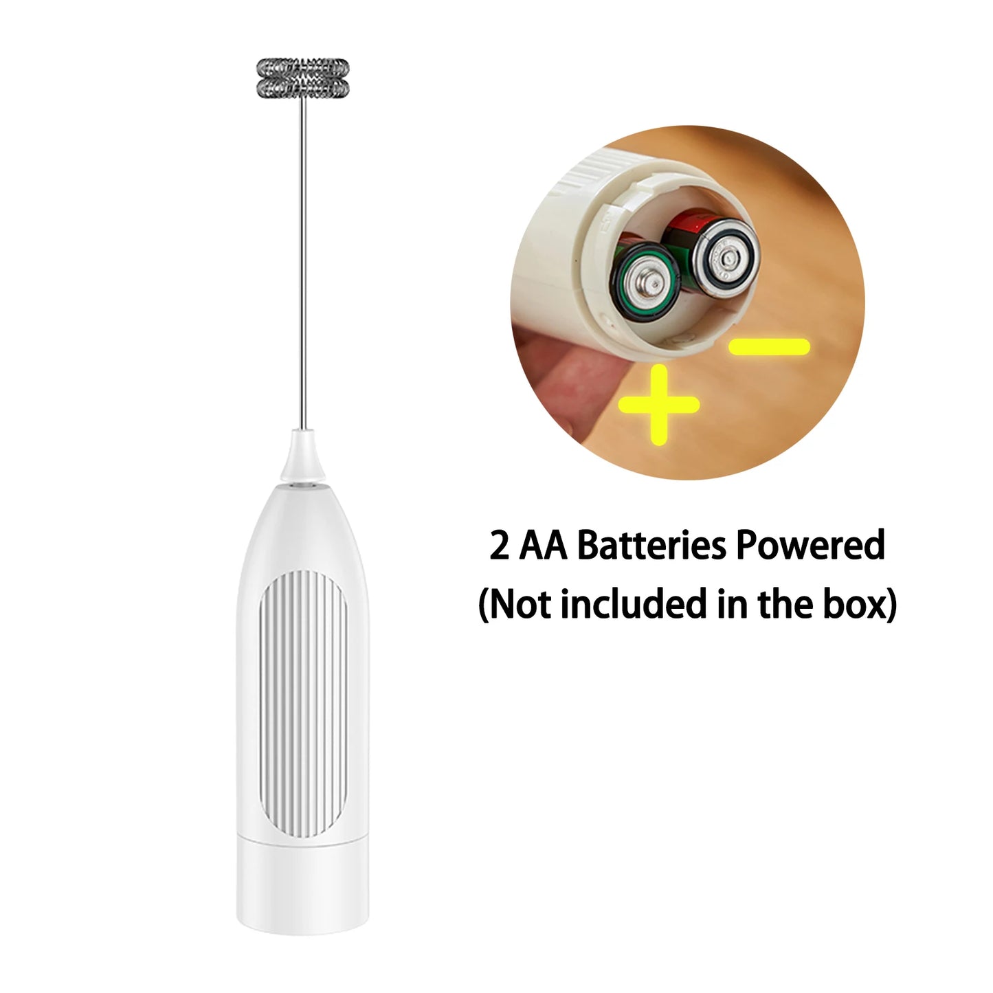 Milk Frother Handheld Electric Foam Maker Battery Powered Drink Mixer Stainless Steel Whisk for Coffee Latte Cappuccino