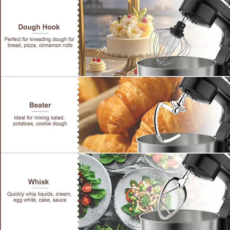 Stand Mixer for Home Baking, 5.5L Large Capacity Electric Dough Kneader & Egg Beater, Food Blender Machine with Mixing Attachmen