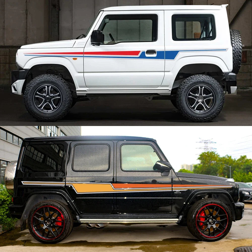Auto Boby Stripe Decal Kit For SUZUKI JIMNY JB64W JB74W Car Door Side Stickers Car Waterproof Vinyl Film Car Accessories