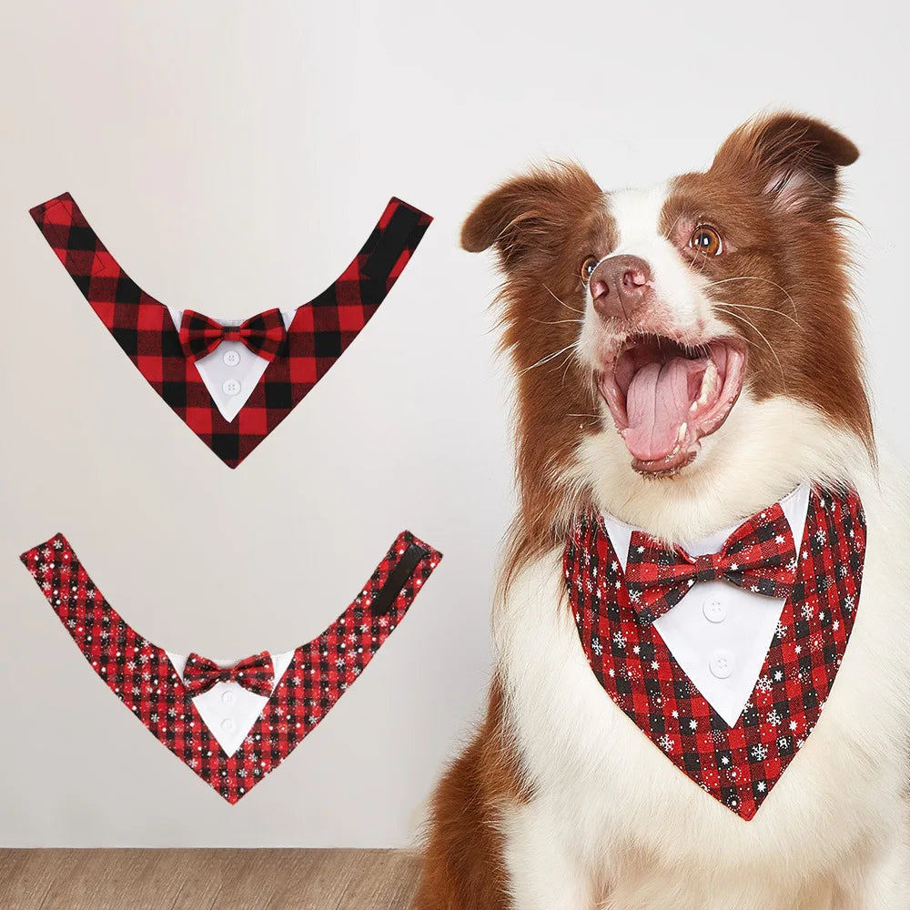 Sucado Handsome Wedding Pet Dog Bandana Elegant Suit Bowtie Luxury Triangular Scarf Collar Engagement Party Gifts Accessories
