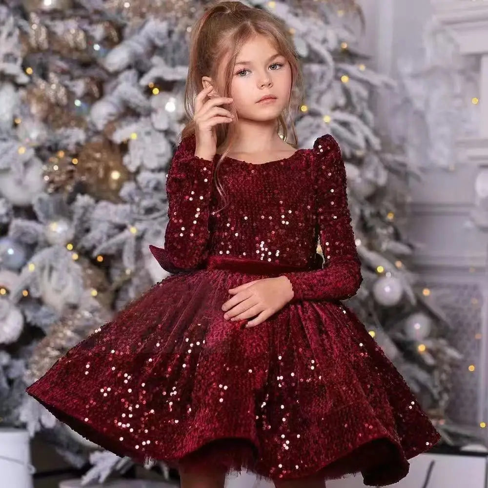2025 New Summer Baby Dress Lace Big bow Pink Baptism Dresses for Girls 1st Year Birthday Party Wedding Baby Clothing 1-12 Years