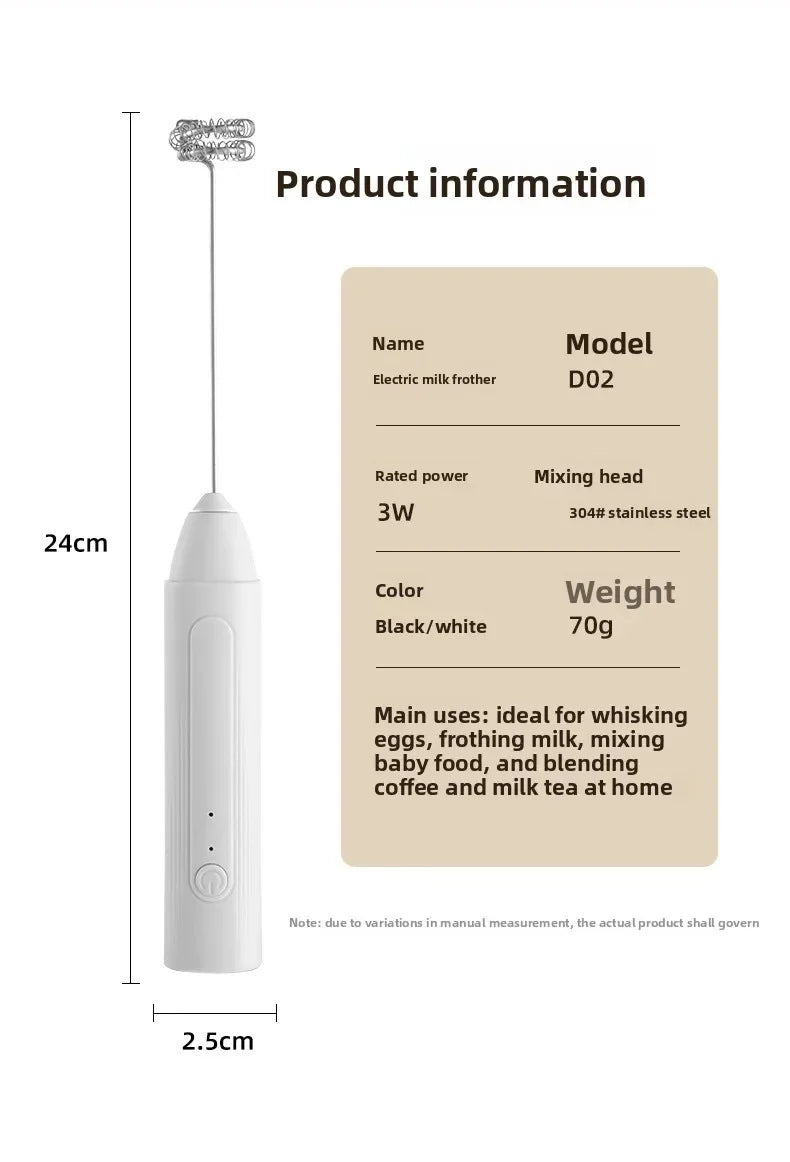 MINI Milk Frother USB Rechargeable 3 Speeds Foam Maker Coffee Whisk Mixer Electric Handle Blender Egg Beater