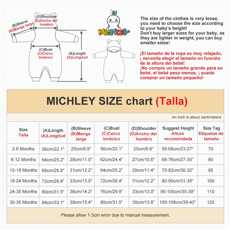MICHLEY Carnival Dinosaur Baby Winter Costume Rompers Clothes Cute Cartoon Jumpsuit Bodysuit Overall Unicorn For Girls Boys Kid