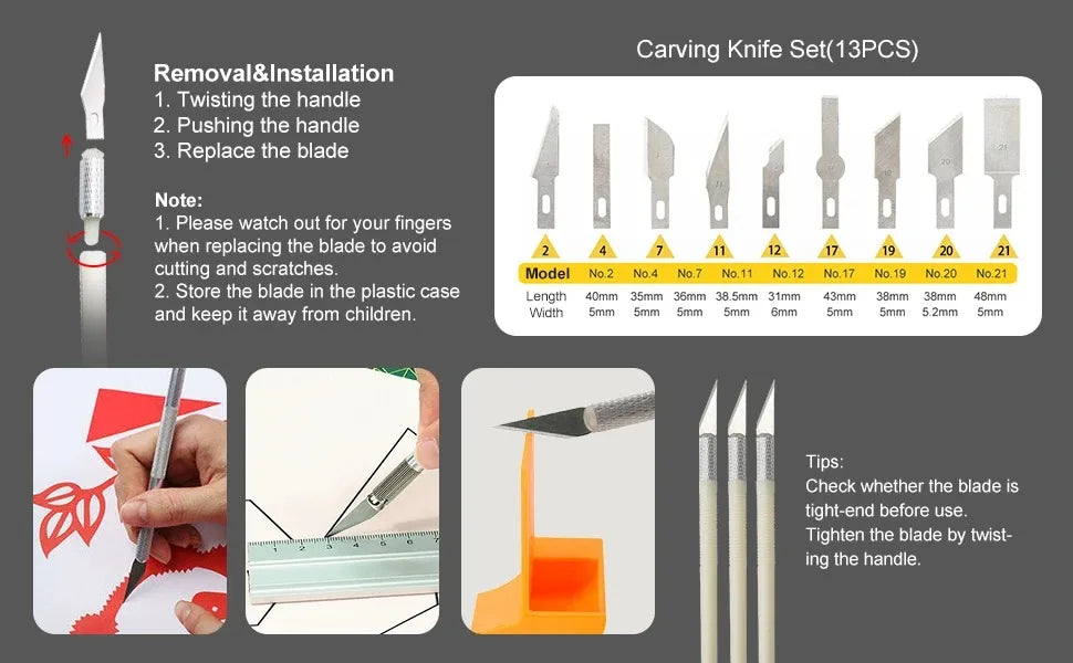 3D Model Grinding Tool Deburring Engraving Knife Kit Carving Tool DIY File Cutter Scraper Trimming Tool 3D Print Tool Kit ﻿