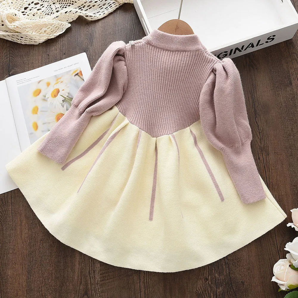 Bear Leader Sweet Girl Princess Sweater Dress Autumn Knitted Long Sleeve Clothes Winter Baby Dress Kids Clothes Girls Vestido
