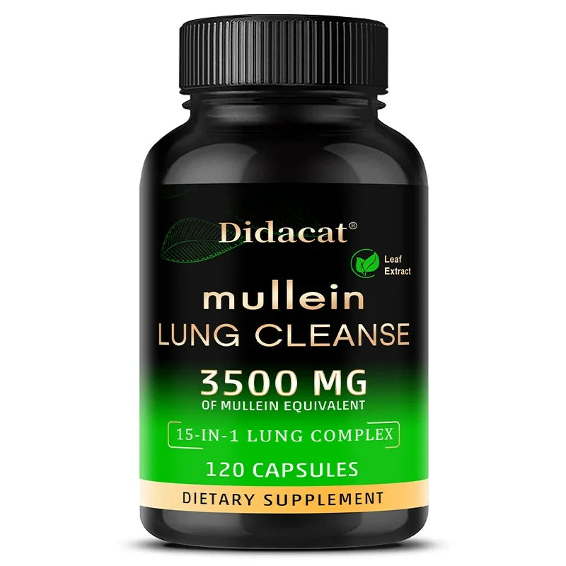 Mullein Leaf Extract Supplement Vitamin C Mineral Lung Cleansing Immune System Support 120 Capsules Health Supplement