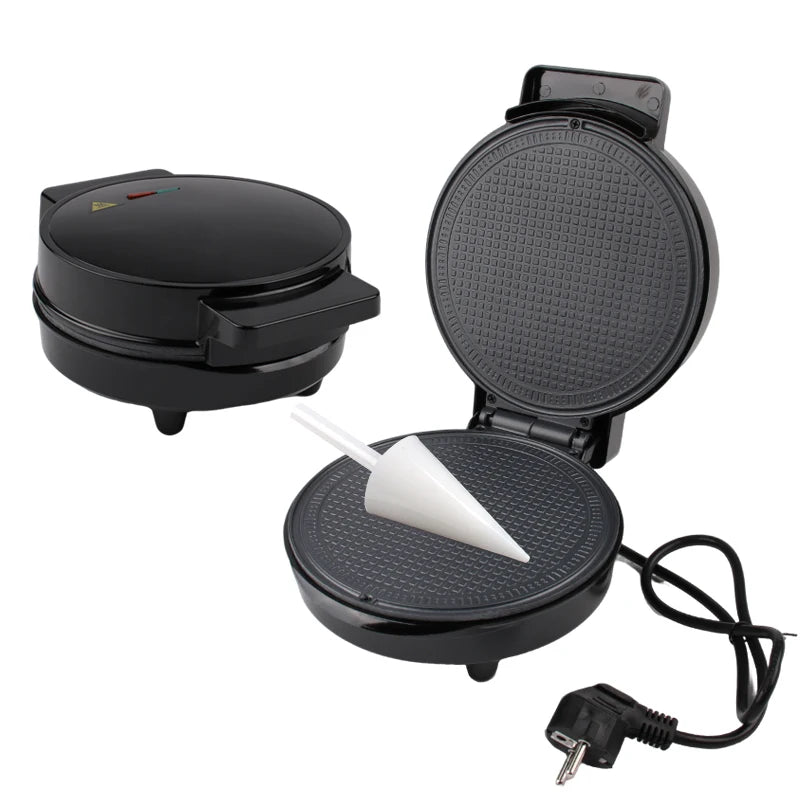 Electric Egg Roll Maker DIY Ice Cream Cone Machine Crispy Omelet Mold Sandwich Iron Crepe Baking Pan Waffle Pancake Grill Oven