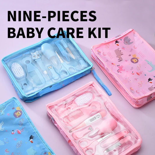 9PCS/Set Baby Health Care Kit Kids Nail Hair Health Care Thermometer Grooming Brush Clipper Teether Toothbrush Baby Essentials