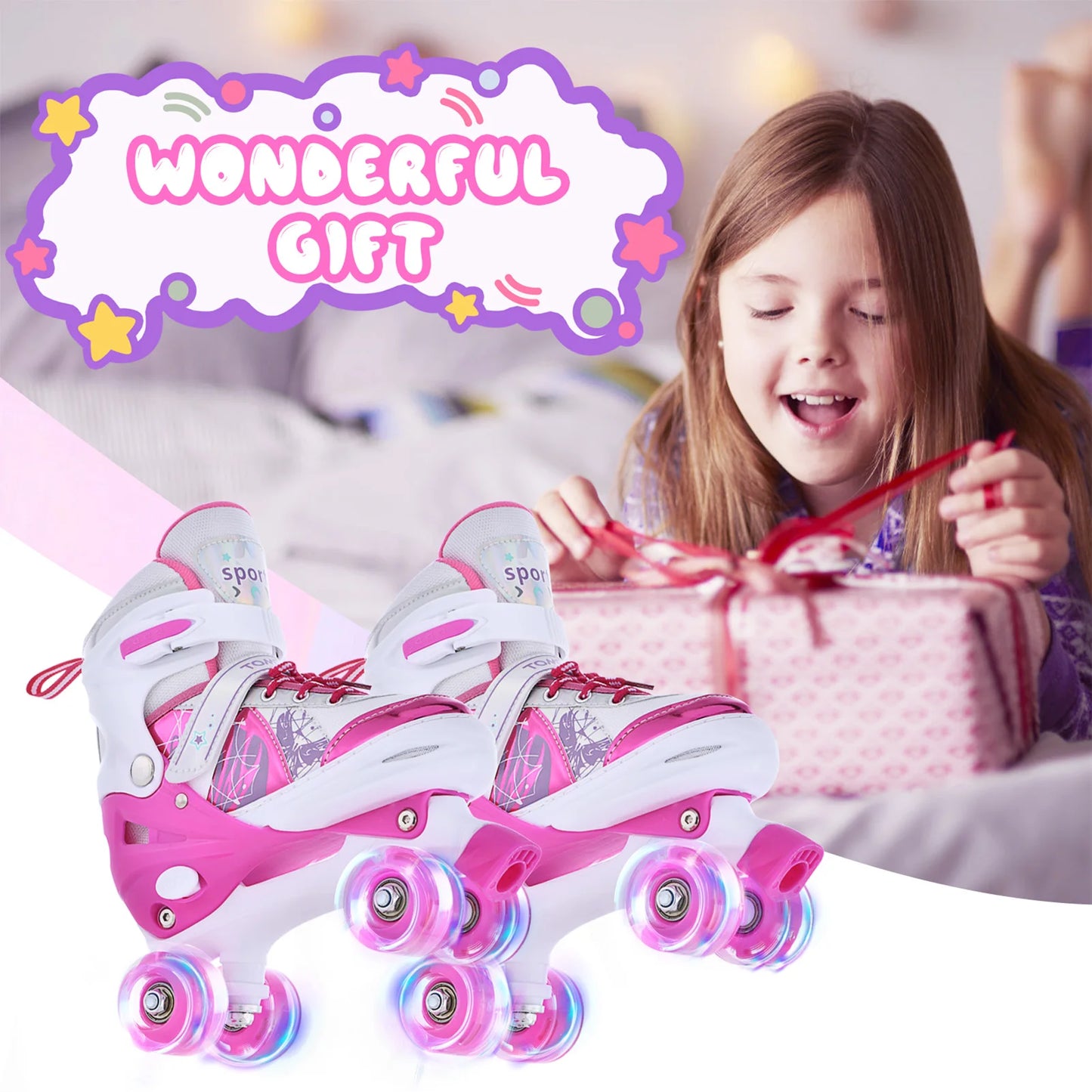 Roller Skates for Girls Boys for Kids 4 Size Adjustable Light Up kids roller skates kids roller skates girls girls roller skates
