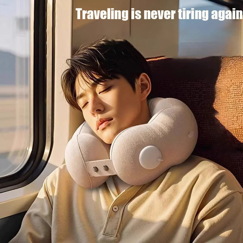 Travel Pillow Inflatable U-Shape Neck Pillow Portable Cervical Orthopedic Protection Airplane Neck Pillows Travel Essentials