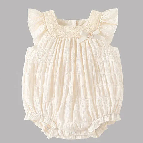 2025 New Summer Toddler Baby Girls Jumpsuit Flying Sleeve Cotton Flower Print Newborn Baby Girls Romper 0-24M Baby Clothing