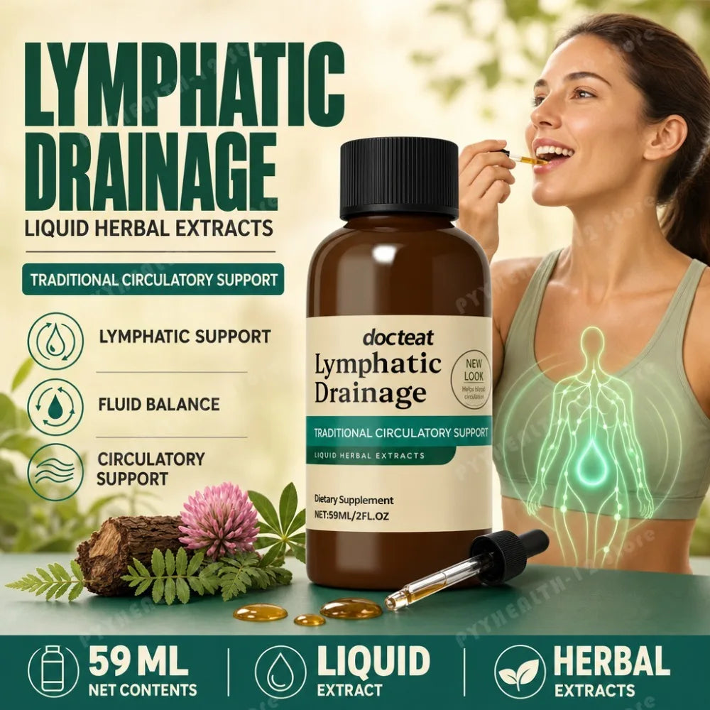 Lymphatic Drainage Drops Herbal Liquid Extract Cleavers Red Clover Stillingia Prickly Ash Botanical Supplement 59ml 2 fl oz