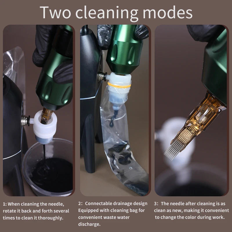 YILONG Tattoo Needle Cleaner Rechargeable Battery Infrared Automatic Ink Flush Permanent Makeup Tattoo Needle Washing Machine